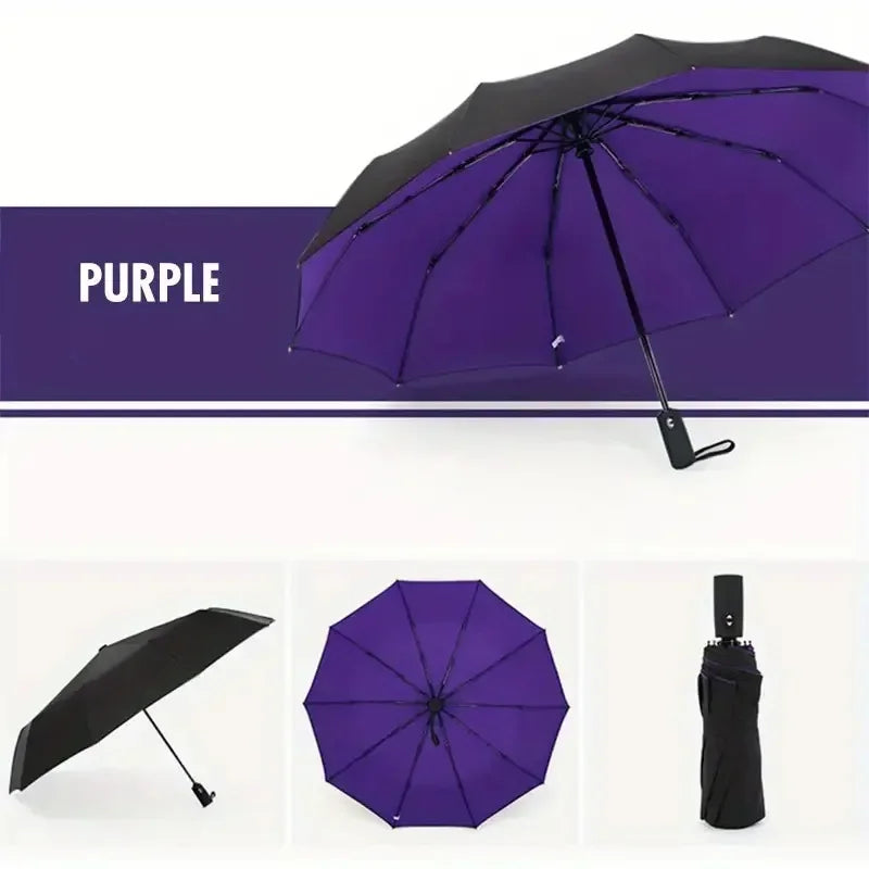 Automatic 10 Bones Sunny Umbrella, Windproof Sunny And Rainy Business Men And Women Folding Umbrella