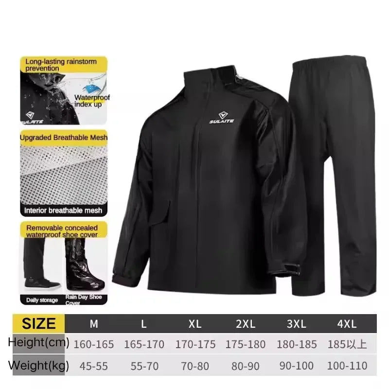 Split Waterproof Motorcycle Riding Rain Suit for Men & Women Outdoor Dirt biker Scooter/Bike Racing Jacket & Pants Set Raincoat