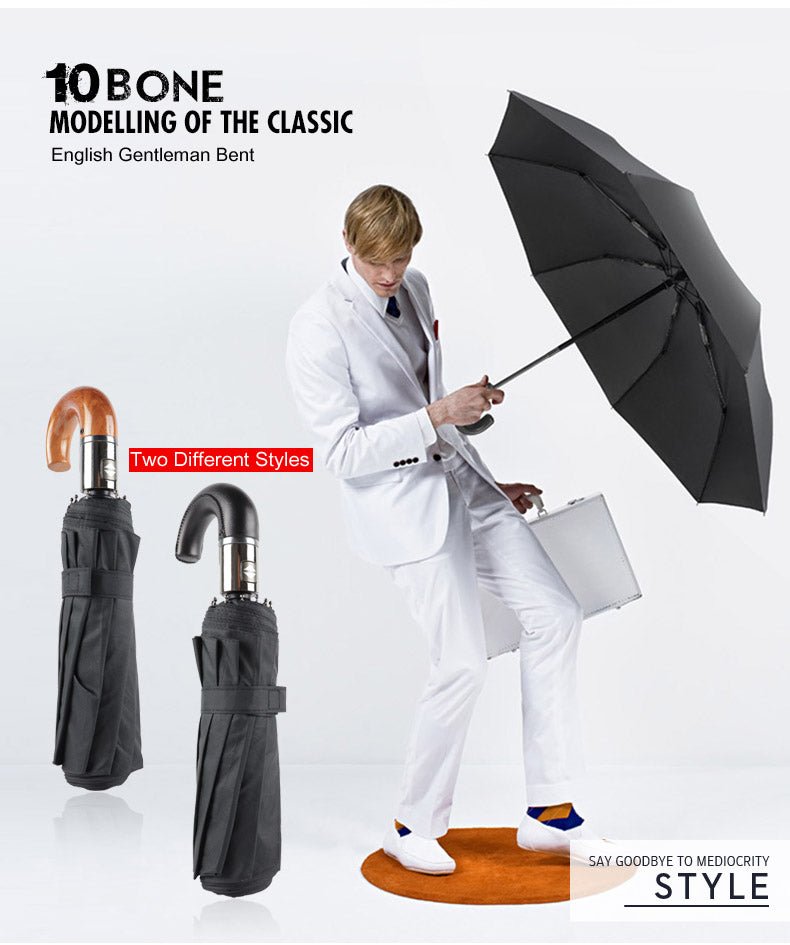 Genuine Parachase Folding Umbrella Brand Business Men Automatic Umbrella Rain Windproof Curved Handle Prasols for Adult