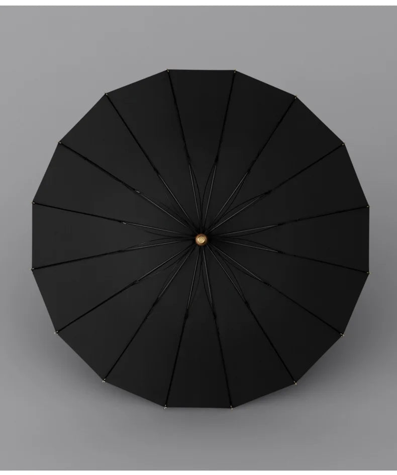 Umbrella Automatic Large Double 16 Bone Solid Wood Handle Men's Umbrella Retro Thick Long Handle Umbrella Shangyu Umbrella