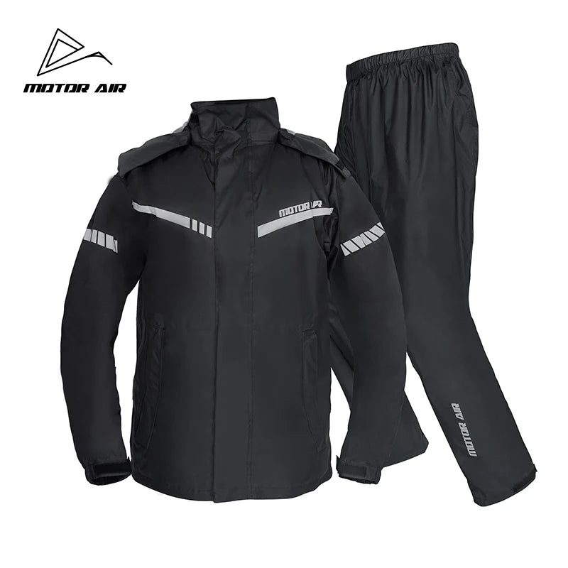 2025 New Upgrade Version Riding Clothes Rainy Suit Black Motorcycle Rider Raincoat Split Type 2pcs/Set Breathable Deep Rainproof