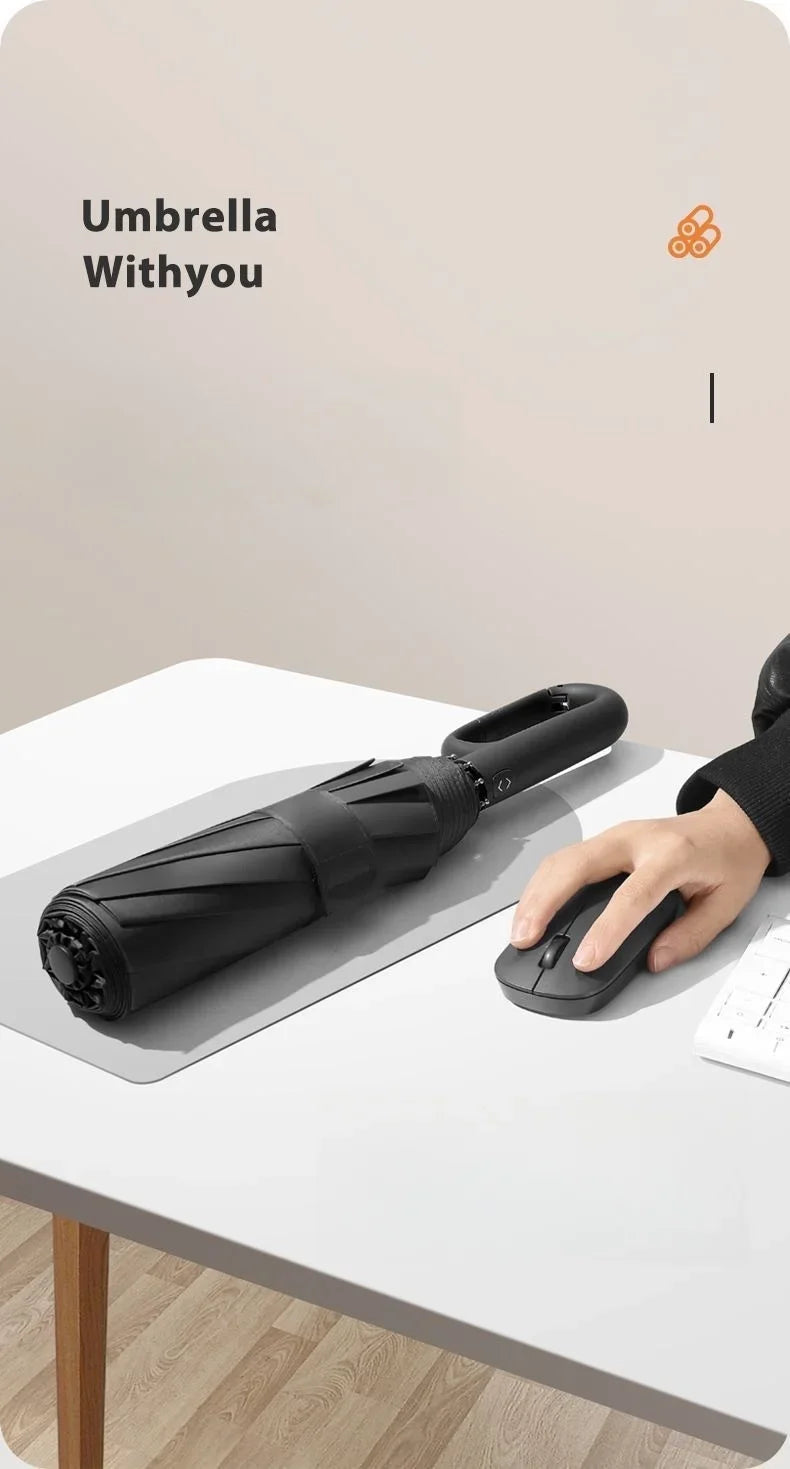 Automatic Umbrella for Men Women Fully Automatic Folding Large Rib Strong Sunshade Double Umbrella with Ring Buckle Design