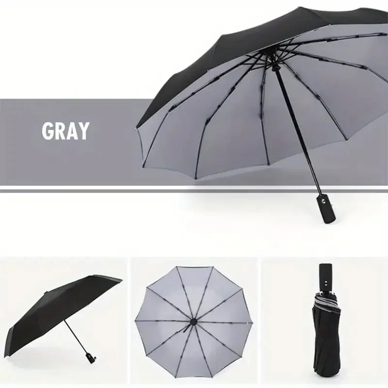 Automatic 10 Bones Sunny Umbrella, Windproof Sunny And Rainy Business Men And Women Folding Umbrella