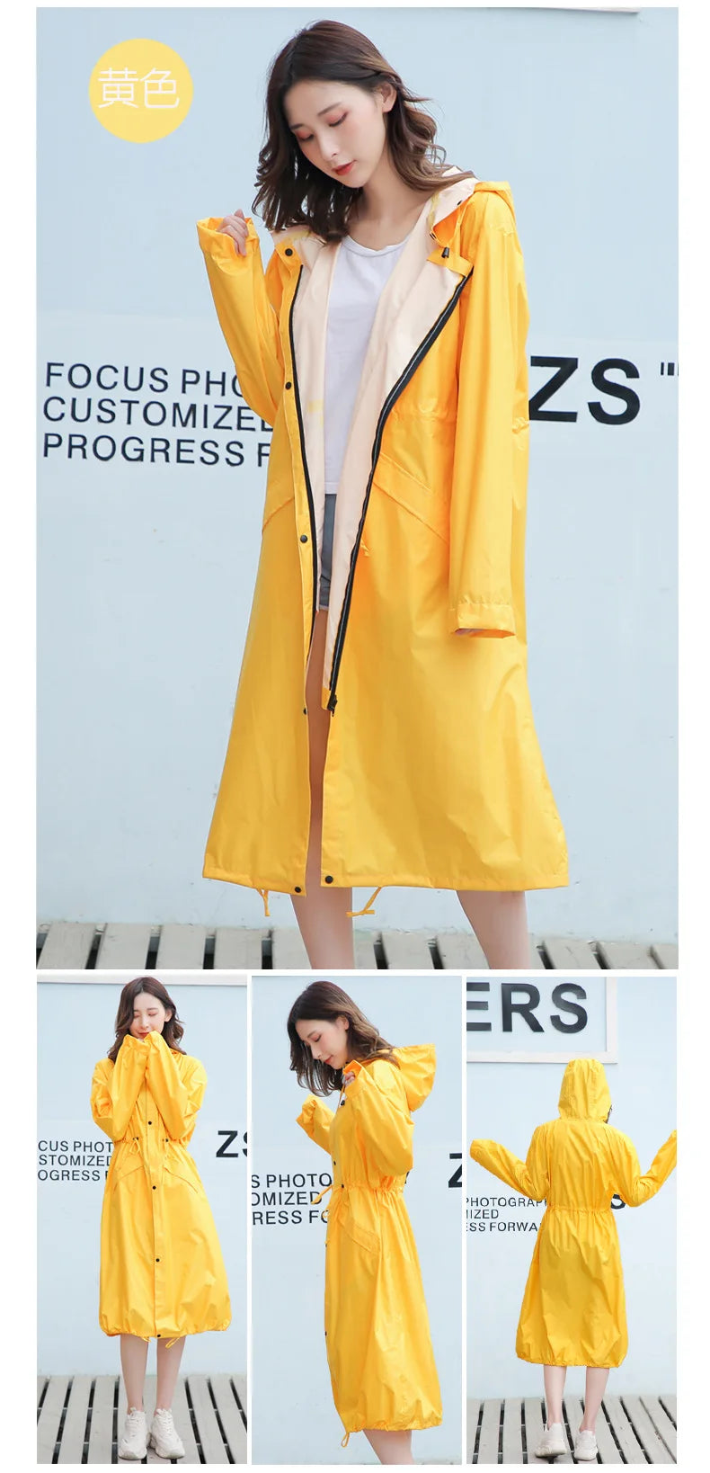 Women's Long Lightweight Trench Raincoat Poncho Waterproof Korean Style for Adults