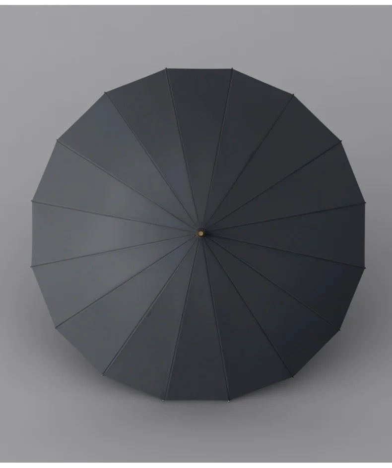 Umbrella Automatic Large Double 16 Bone Solid Wood Handle Men's Umbrella Retro Thick Long Handle Umbrella Shangyu Umbrella