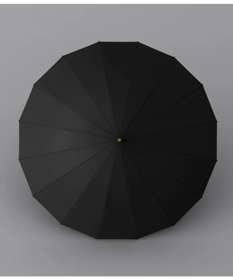 Umbrella Automatic Large Double 16 Bone Solid Wood Handle Men's Umbrella Retro Thick Long Handle Umbrella Shangyu Umbrella