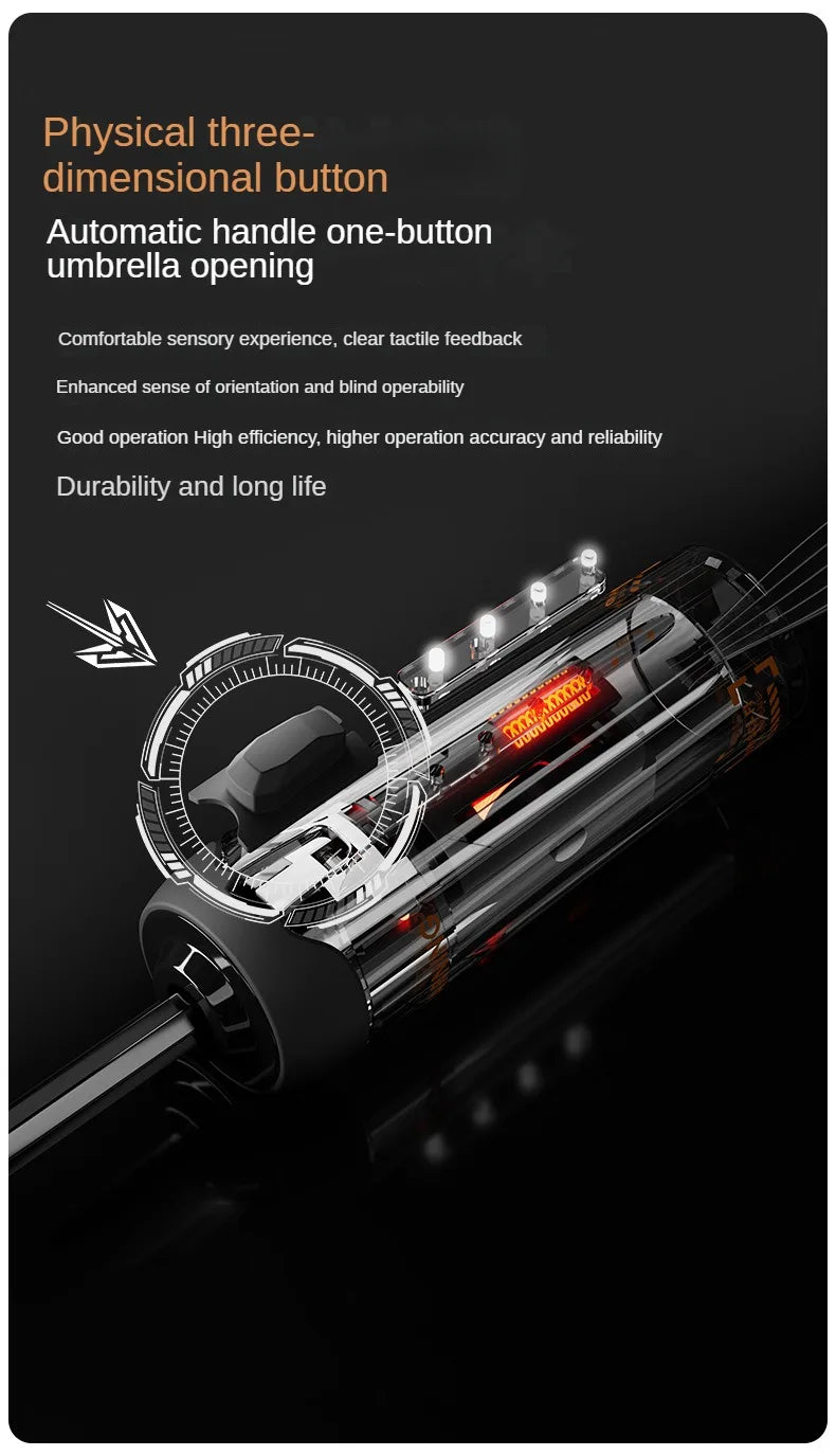 Mechanical handle umbrella, widened strap umbrella, automatic umbrella, large, sturdy, wind resistant, men's minimalist umbrella