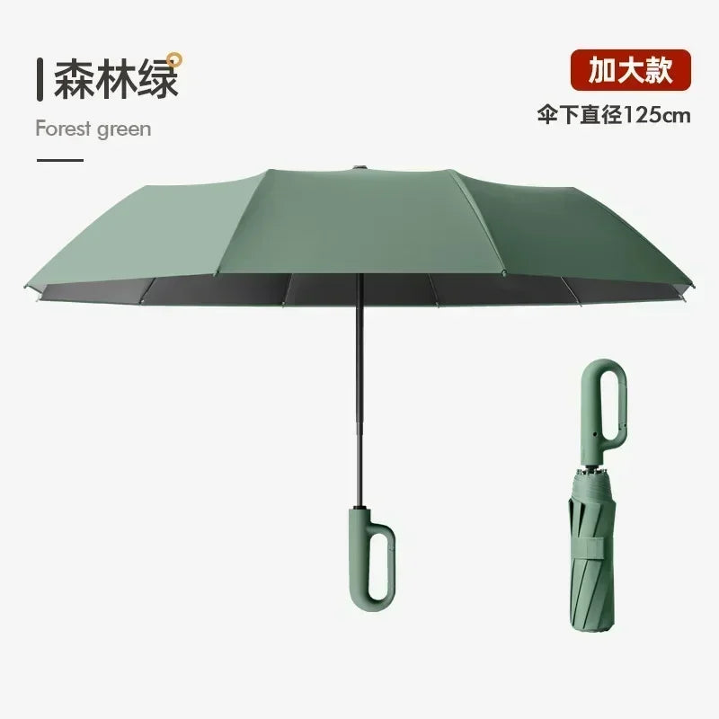 Ring Buckle Design Automatic Umbrella for Men Folding 125CM Extra Large Strong WOMEN'S Sunshade UV Protection Umbrella