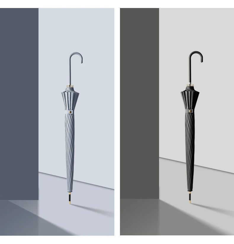 Japanese Long Handled Umbrella Ins for Both Sunny and Rainy Use, Black Glue Large Size Storm Resistant 16 Bone Automatic Waterpr