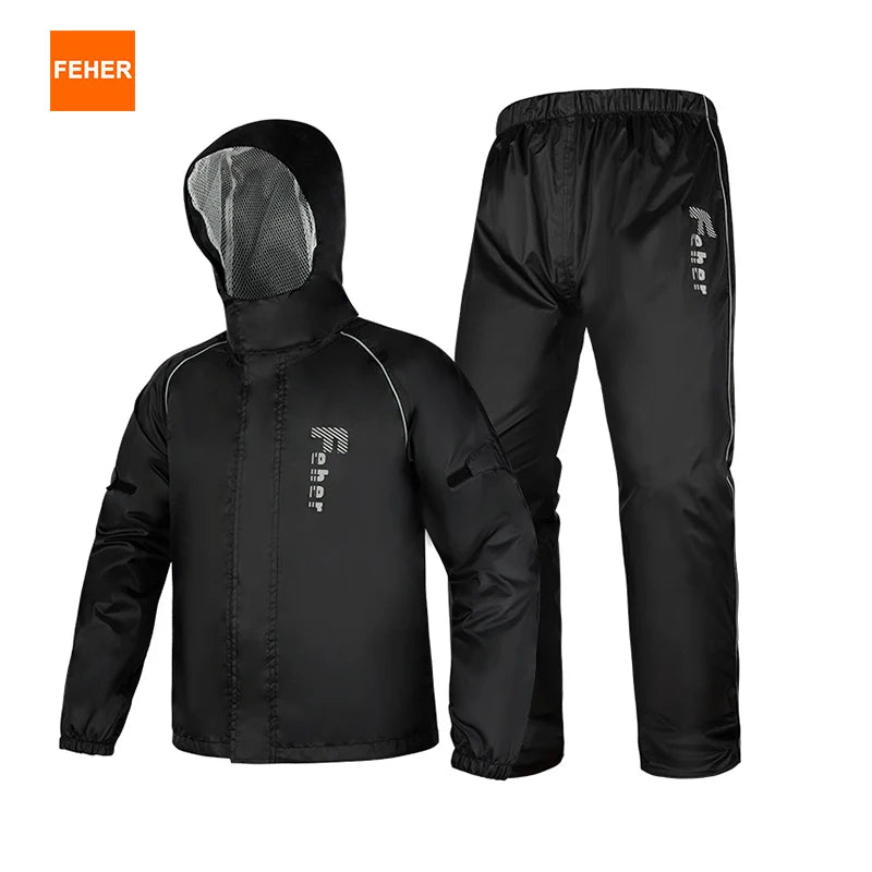 FEHER Motorcycle Raincoat Suit Unisex Rainstorm Waterproof Motorbike Raincoat Lightweight Design Tear Resistant for Rainy Days