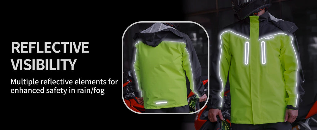 WOSAWE Motorcycle Raincoat Split Men Women Riding Rain CoatAnti-storm Locomotive Rain Cape Whole Body Waterproof Reflective