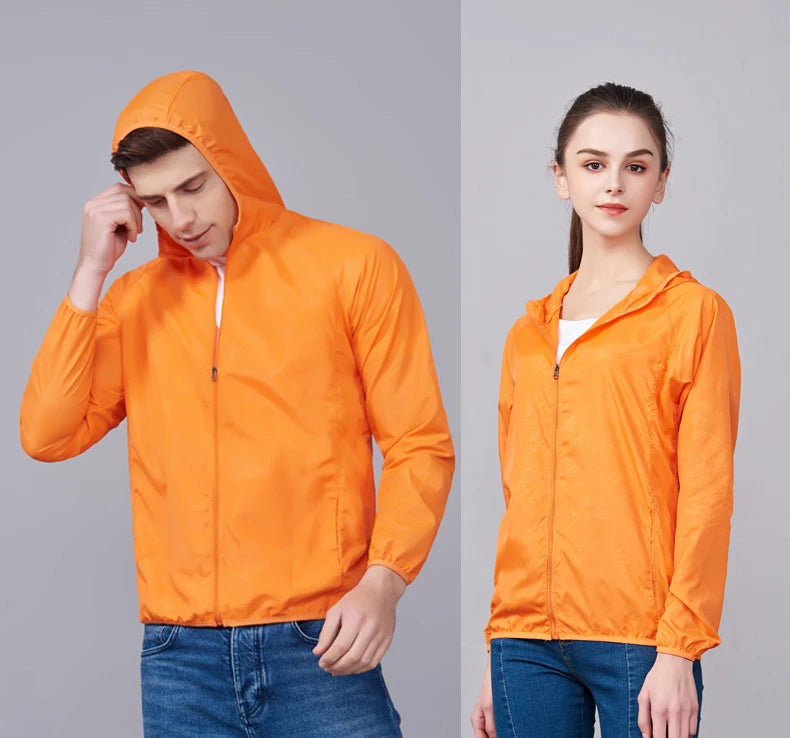 JNLN Hiking Jacket Men Women Waterproof Sun Protective Windbreaker Camping Climbing Outdoor Rain Coat Unisex Portable Clothes