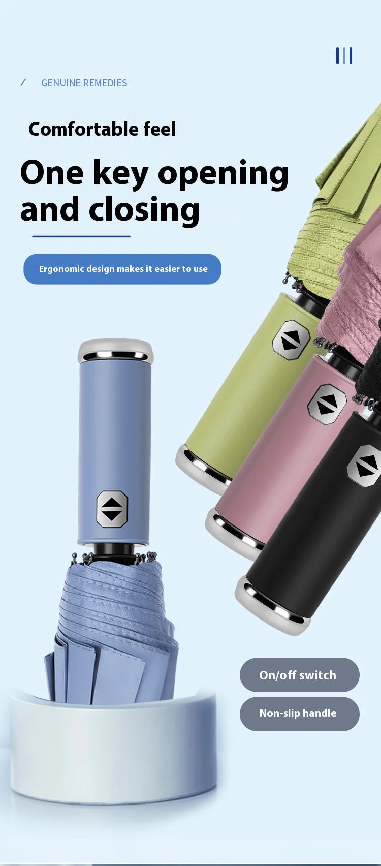 Anti-wind Rain Umbrella 2in1 Automatic Umbrella LED Flashlight Dual-use NightLight Sun Protection 10 bone Folding Umbrella