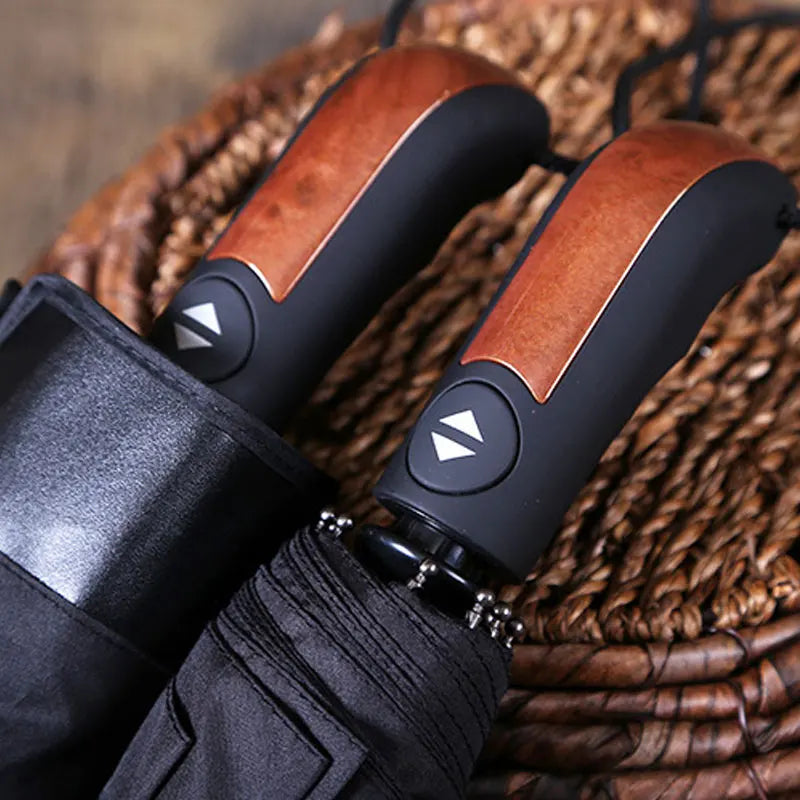 Genuine Parachase Folding Umbrella Brand Business Men Automatic Umbrella Rain Windproof Curved Handle Prasols for Adult