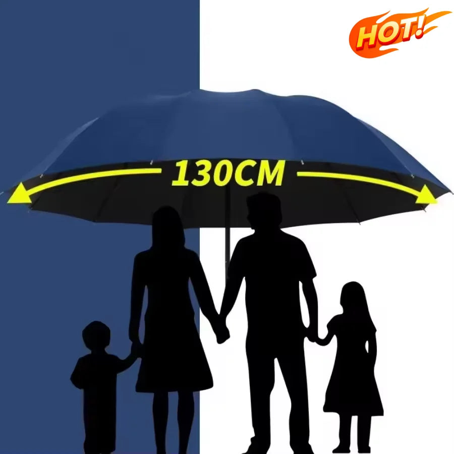 130cm Extra-large Folding Umbrella Heavy-duty Reinforced Portable Travel Windproof Rain Umbrella For Travel Family Use 2026