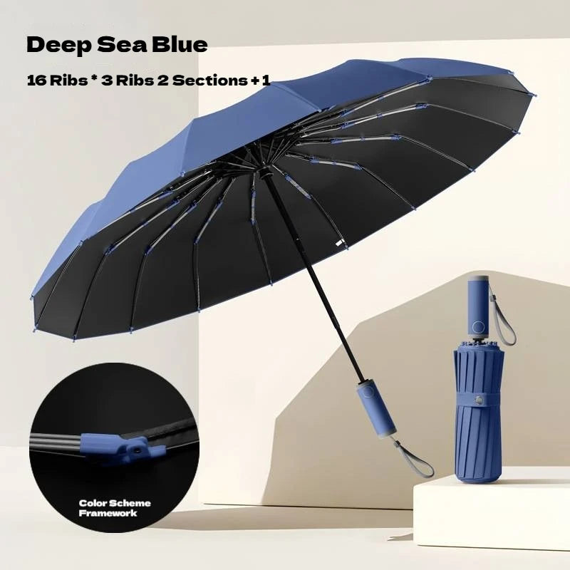 16K Double Bones Large Umbrella for Men Women Windproof Umbrellas Automatic Folding Strong Luxury Sun Rain Umbrella UV Business