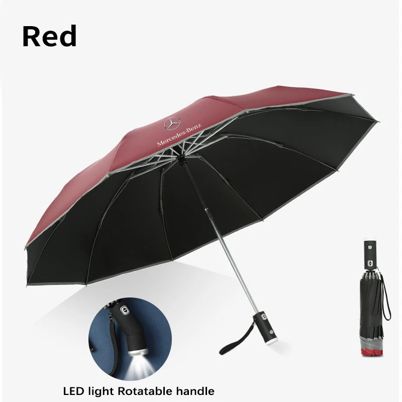 Mercedes Benz A B C E V S Class CLA CLS ML SLK Vito A45 C63 GLA GLC GLK GLS Car Automatic Folding Windproof UV Sunshade Umbrella