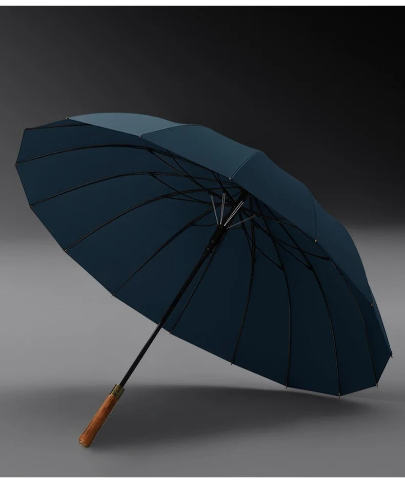 Umbrella Automatic Large Double 16 Bone Solid Wood Handle Men's Umbrella Retro Thick Long Handle Umbrella Shangyu Umbrella