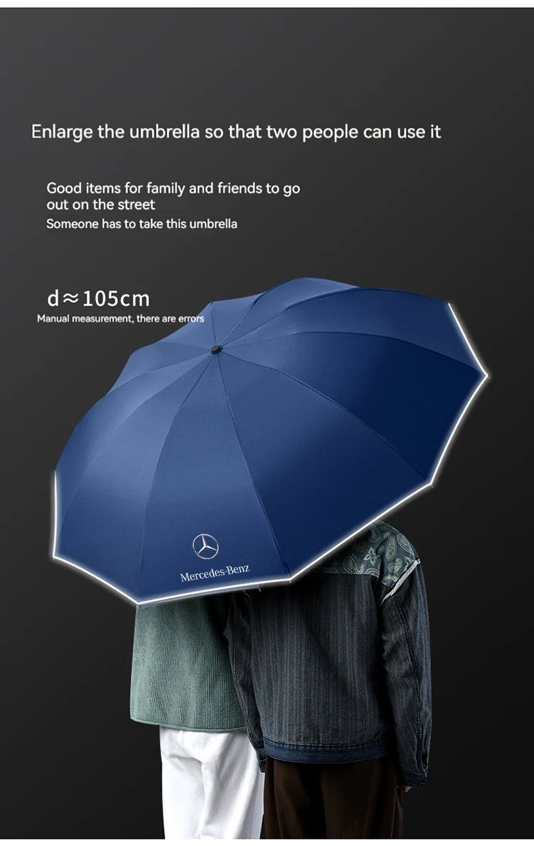 Mercedes Benz A B C E V S Class CLA CLS ML SLK Vito A45 C63 GLA GLC GLK GLS Car Automatic Folding Windproof UV Sunshade Umbrella