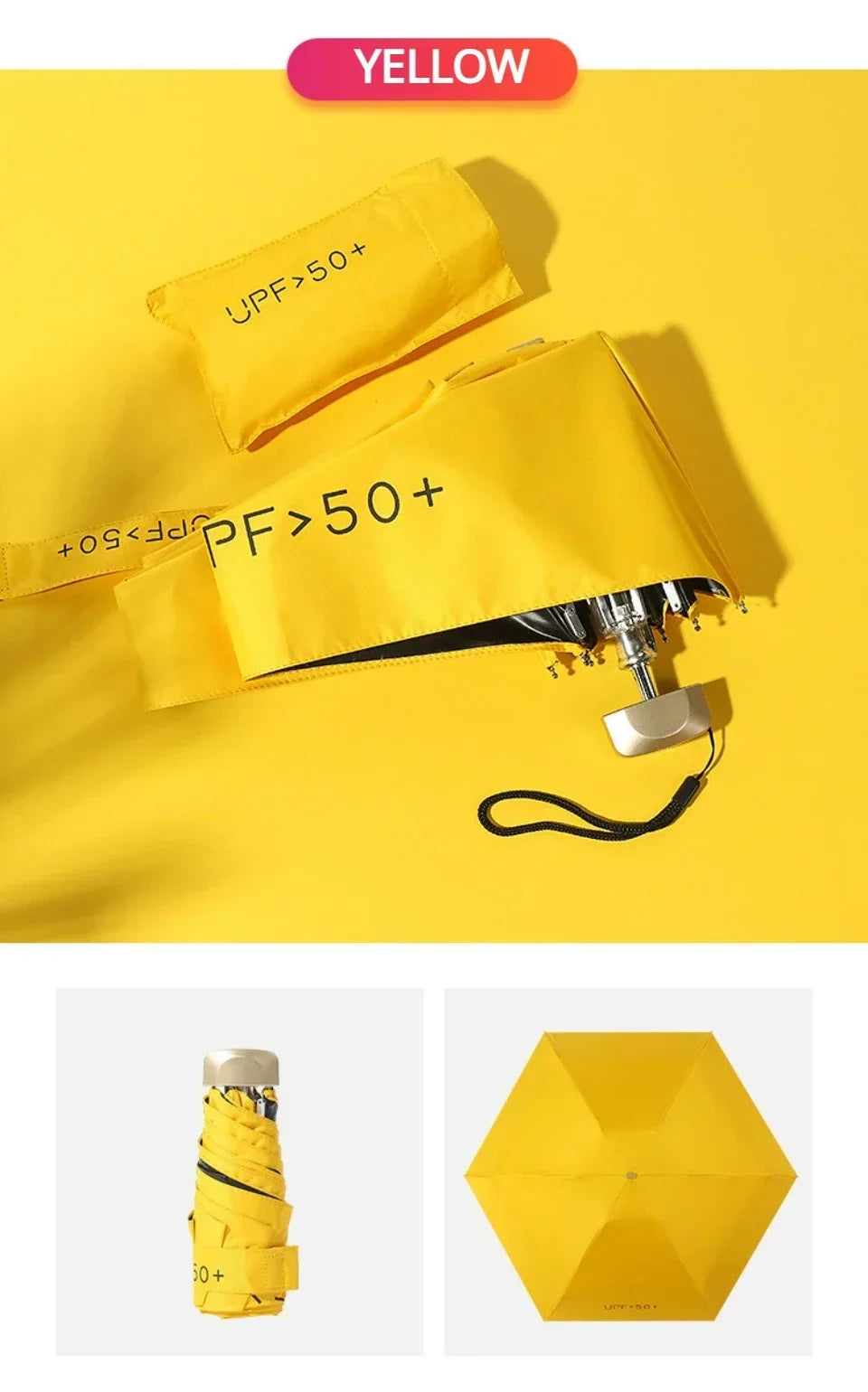 Flat Five Fold Umbrella Ultra Light Mini Umbrella Sun Umbrella Black Rubber Sun Protection Umbrella Compact Pocket Umbrella