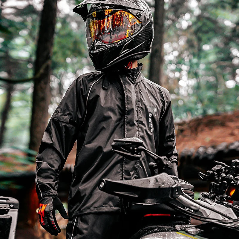 FEHER Motorcycle Raincoat Suit Unisex Rainstorm Waterproof Motorbike Raincoat Lightweight Design Tear Resistant for Rainy Days