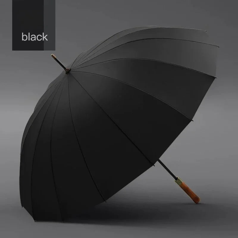 High-end wooden handle umbrella long handle umbrella straight rod dual-purpose umbrella advertising umbrella 16 bones men