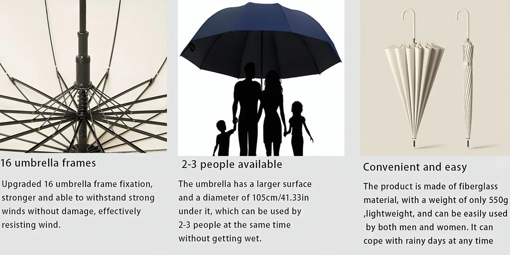 Japanese Style Windproof 16 Bone Umbrella Universal Large Handle Umbrella Long Handle Umbrella Dual-use Straight Pole Umbrella