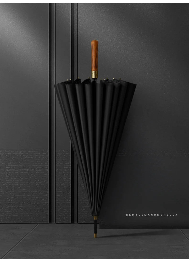 High-end wooden handle umbrella long handle umbrella straight rod dual-purpose umbrella advertising umbrella 16 bones men