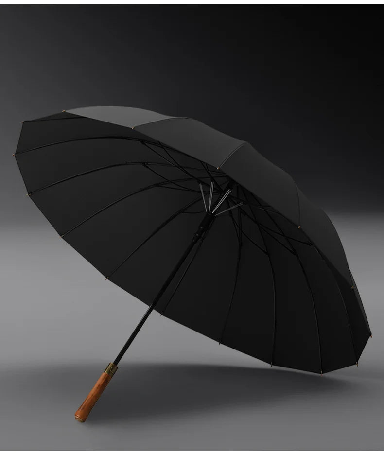 High-end wooden handle umbrella long handle umbrella straight rod dual-purpose umbrella advertising umbrella 16 bones men