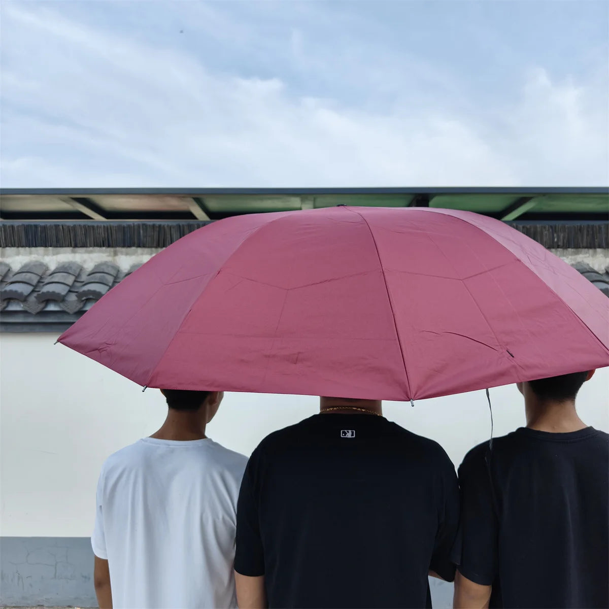 Large size super large umbrella for men and women, three-person double-use umbrella for sun and rain, strengthening, student fol