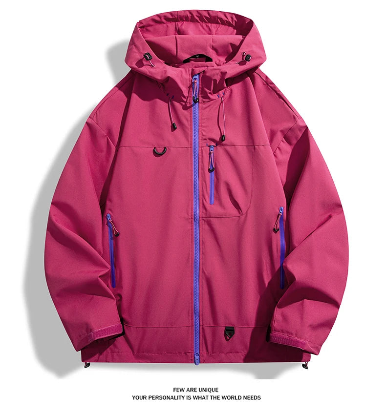 JNLN Unisex Waterproof Windbreaker Outdoor Sport Windproof Single-Layer Jacket Men Women Hiking Climbing Trekking Rain Coat