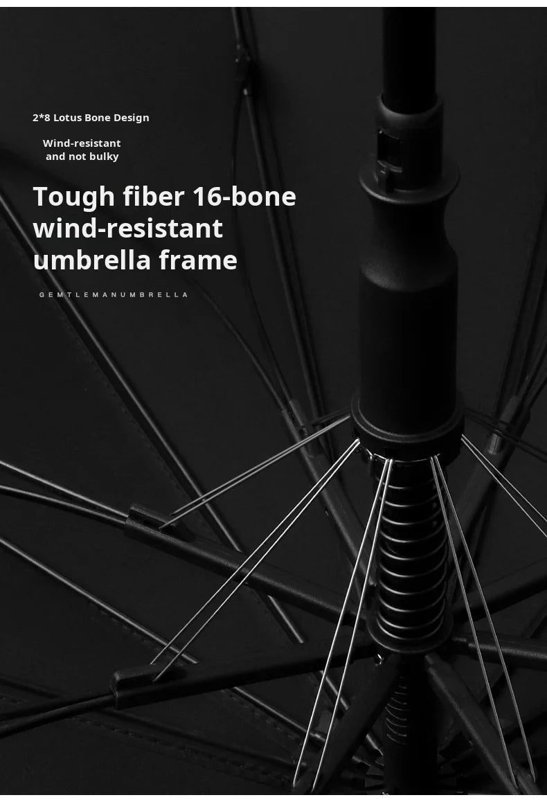 Umbrella Automatic Large Double 16 Bone Solid Wood Handle Men's Umbrella Retro Thick Long Handle Umbrella Shangyu Umbrella