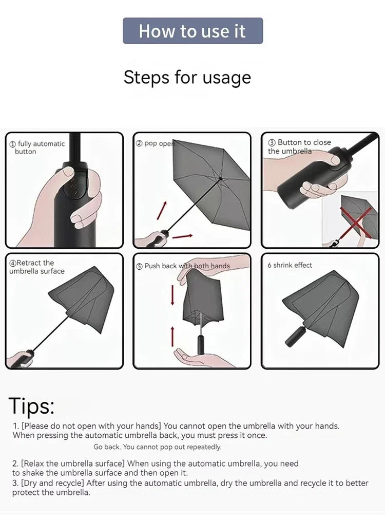 Mercedes Benz A B C E S Class AMG GLA GLB GLC GLE CLA CLS SLC GLS GLK SLK Vito Car Automatic Folding Windproof Sunshade Umbrella