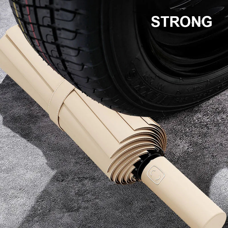 Large 24 Bone Solid Color Automatic Umbrella Light Collapsible Large Format Outdoor Sunshade UV Protection Automatic Umbrella