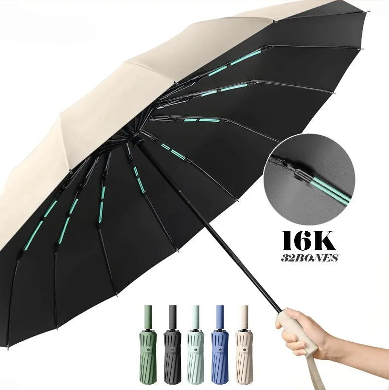 16K Double Bones Large Umbrella for Men Women Windproof Umbrellas Automatic Folding Strong Luxury Sun Rain Umbrella UV Business