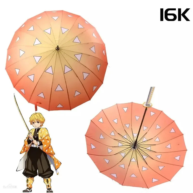 Anime Demon Slayer Katana Umbrella Long Handle Parasol Raincoar Zenitsu Tanjirou Samurai Sword Japanese Katana Umbrellas Gift