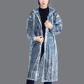Fashion PVC Transparent Printed Loose Plastic Hooded Zipper Raincoat Outdoor Hiking Waterproof Rain Coat Poncho For Men Women
