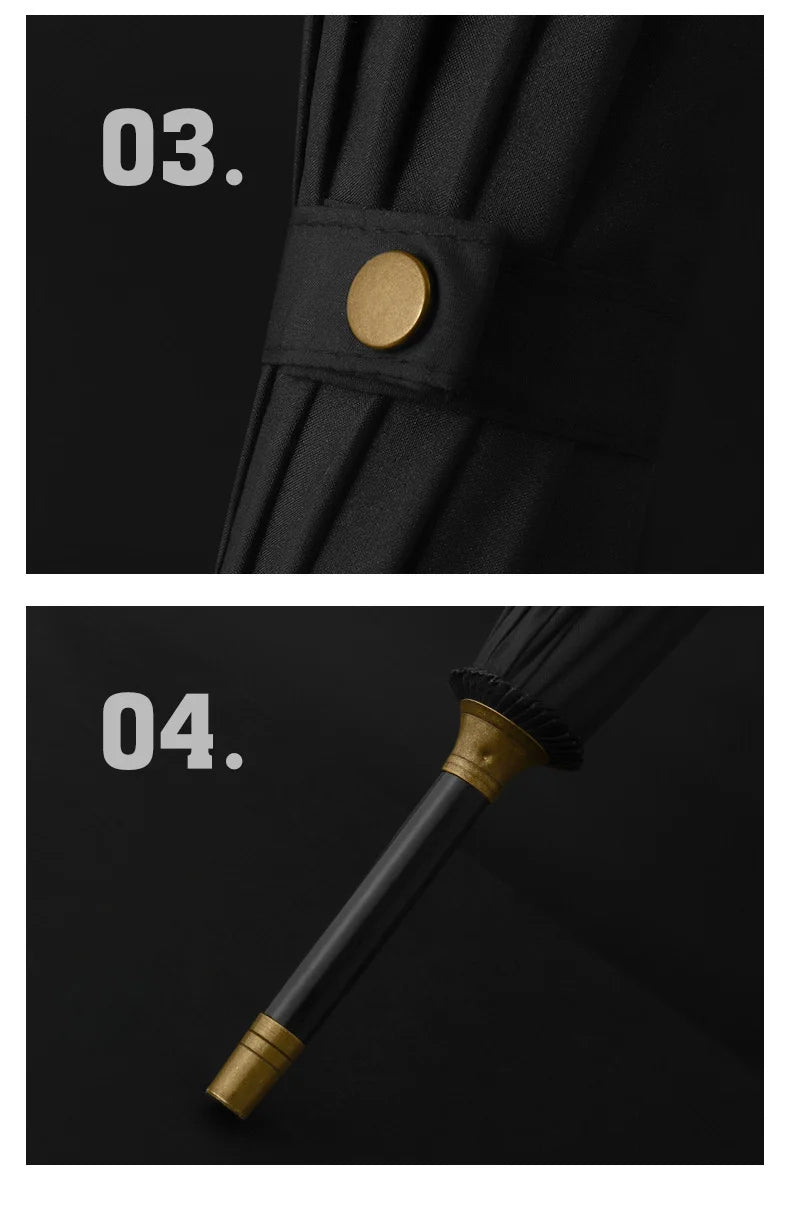 High-end wooden handle umbrella long handle umbrella straight rod dual-purpose umbrella advertising umbrella 16 bones men