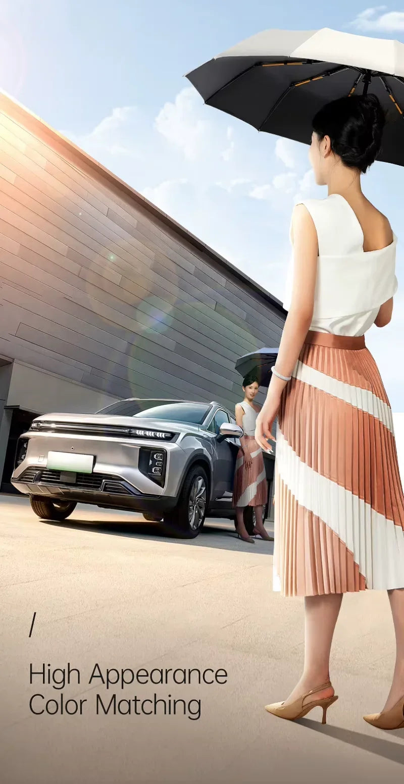 24 Bone Fully Automatic Double Bone Large Folding Umbrella SPF50+ UV Protection Rain Resistance And Strong Wind Resitance