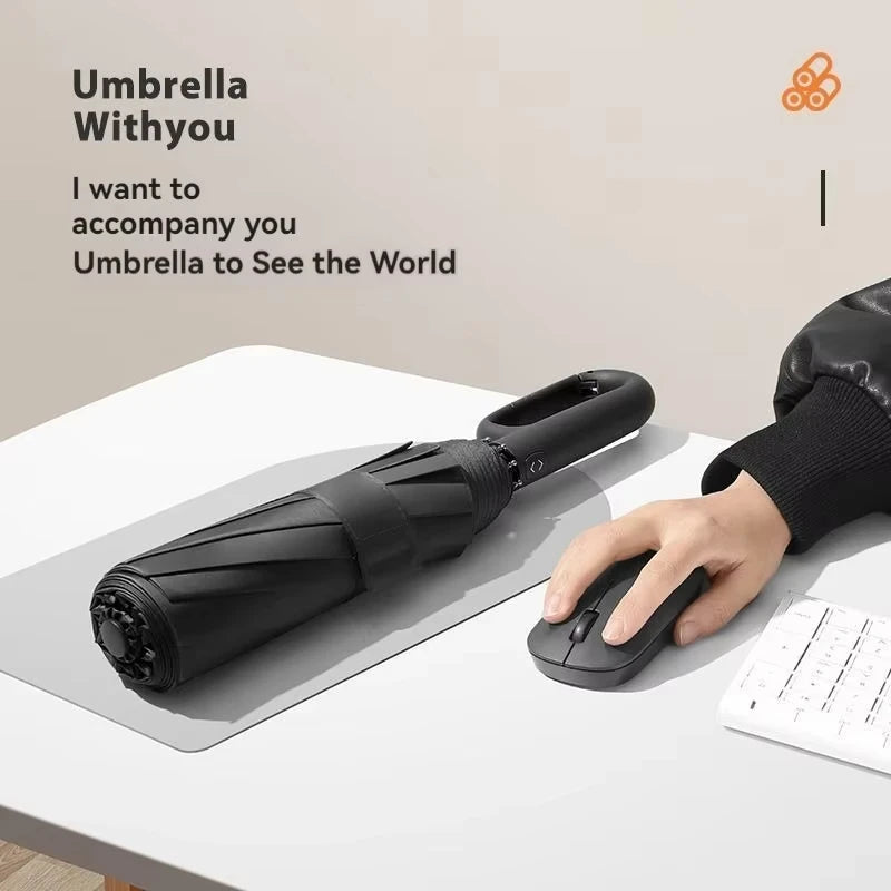 20 Bones Windproof Strong 106CM Reinforced Automatic Folding Umbrella for Men, Large Buckle Handle Wind and Water Resistant