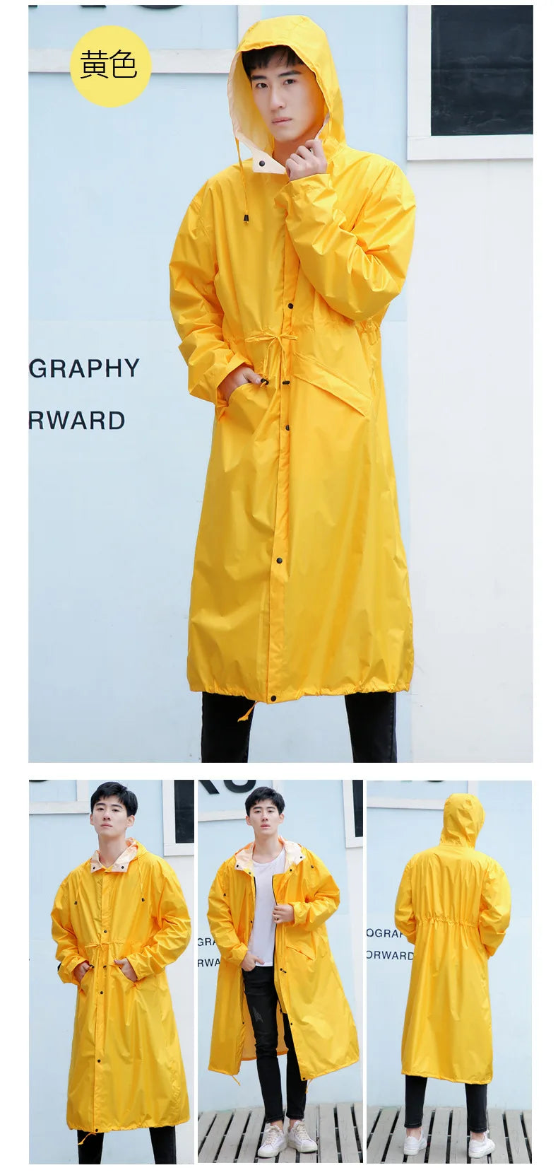 Women's Long Lightweight Trench Raincoat Poncho Waterproof Korean Style for Adults