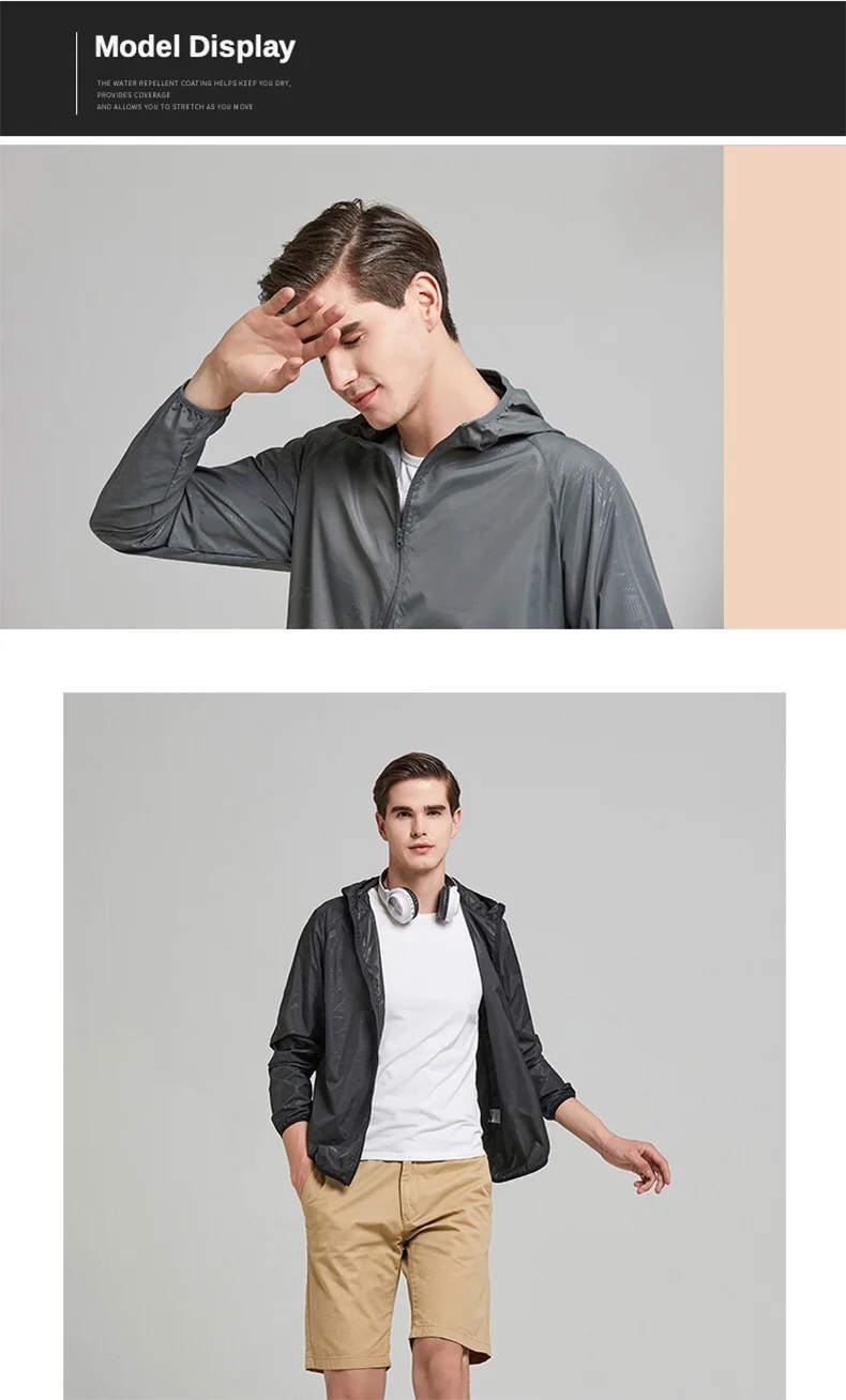 JNLN Camping Rain Jacket Men Women Waterproof Sun Protection Clothing Fishing Hunting Clothes Quick Dry Windbreaker With Pocket