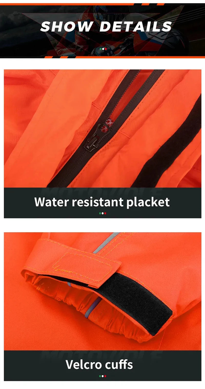Motorcycle Rainsuit Waterproof Split Raincoat Suit Cycling Motorbike Jacket and Pants Lightweight Foldable Windproof Reflective