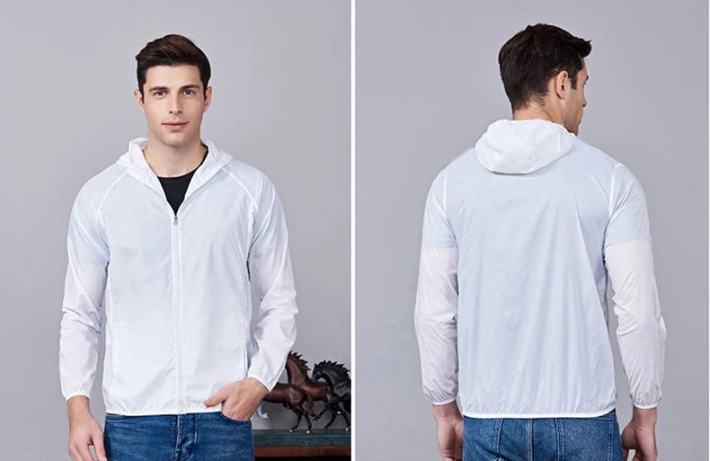 JNLN Unisex Waterproof Outdoor Sport Jacket Men Women Hiking Camping Trekking Quick Dry Windbreaker Sun-Protective Rain Coat