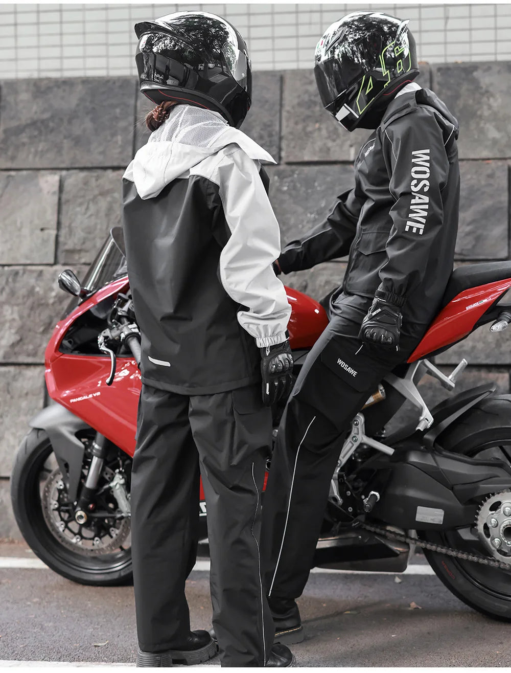 WOSAWE Motorcycle Raincoat Suit Moto Rider Split Waterproof Jacket Rain Pants E-bike Hiking Fishing Camping Foldable Rainwear