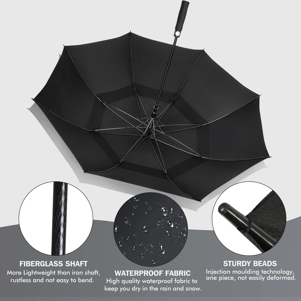 Golf Umbrella Extra Large Oversize Double Canopy Vented Windproof Waterproof Umbrella  62 Inch Automatic Open Golf Umbrella