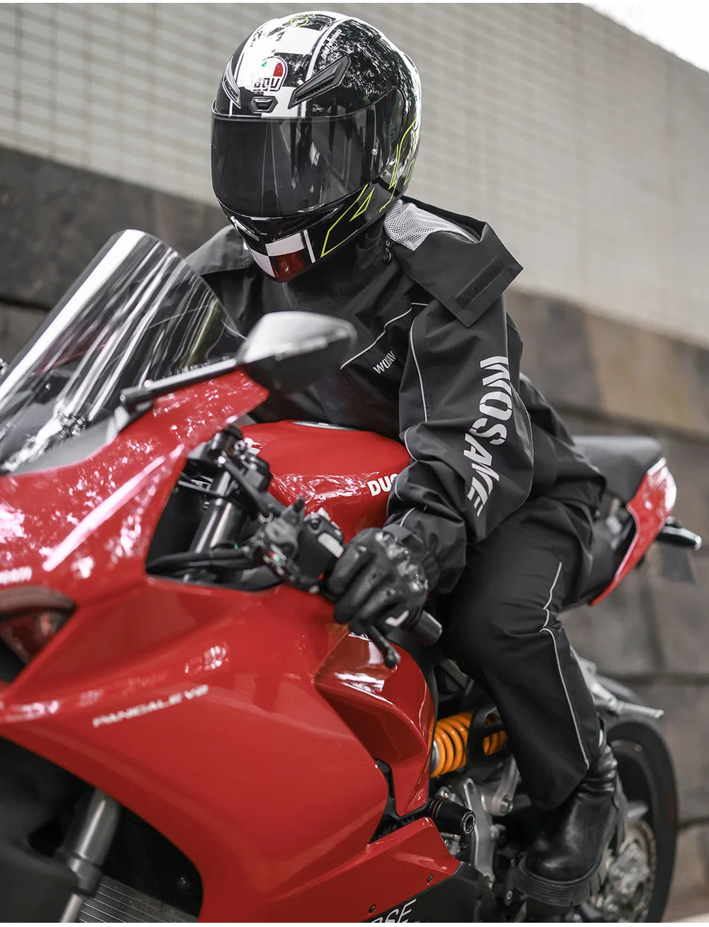 WOSAWE Motorcycle Raincoat Suit Moto Rider Split Waterproof Jacket Rain Pants E-bike Hiking Fishing Camping Foldable Rainwear