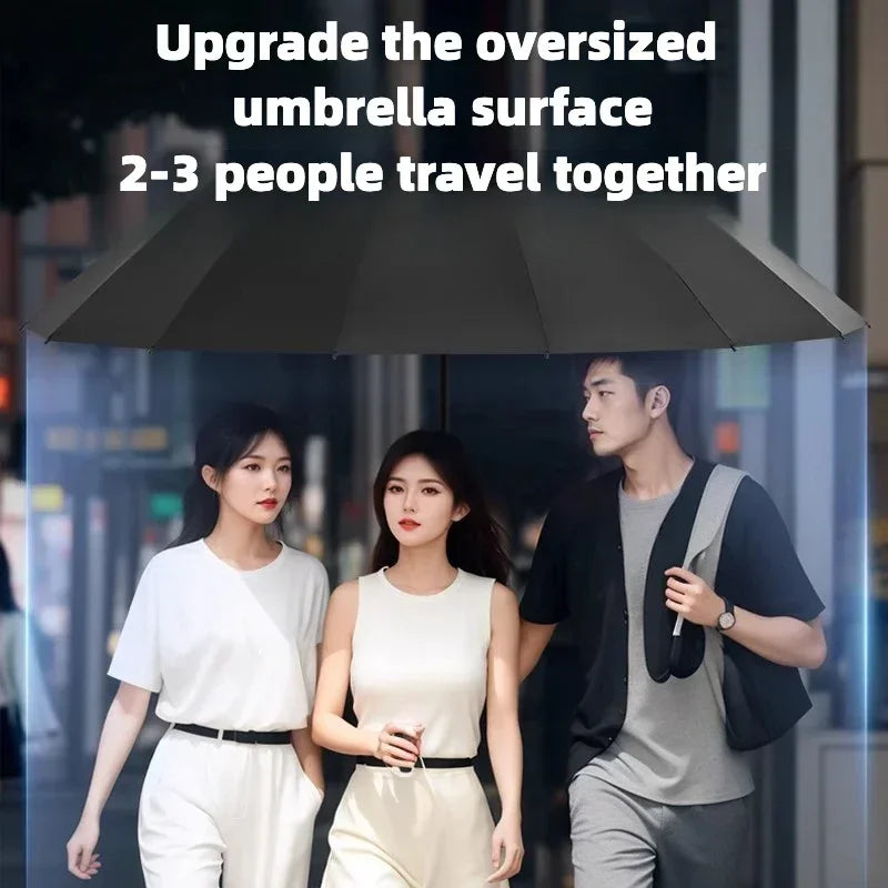 Stormproof Windproof Automatic Umbrella,288 Reinforced Fiberglass Ribs, Sun UV UPF50+ Protect, Compact Folding Rain Umbrella Men