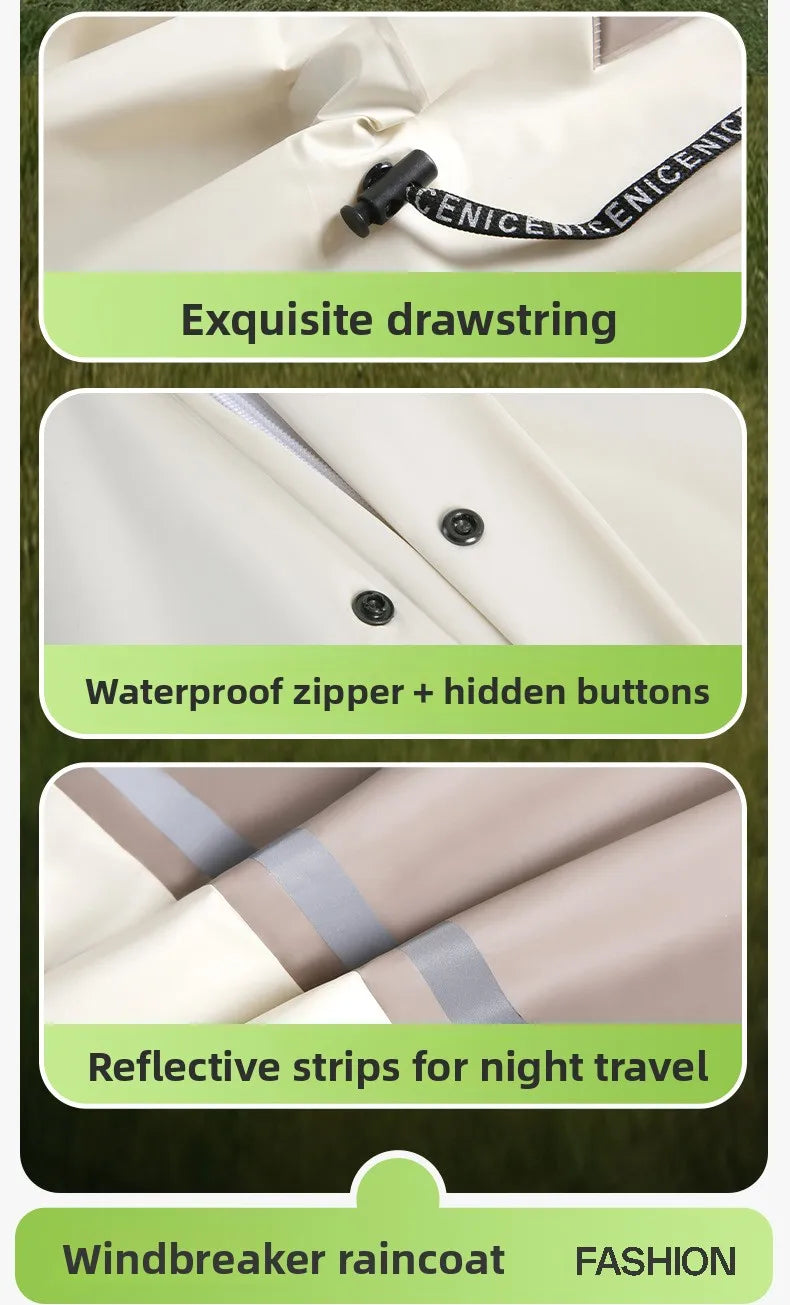 Fashionable Raincoat Long Full Body Rainstorm Proof Female AdultOuter Wear Waist Retractable One-man Electric Car Poncho Outdoor