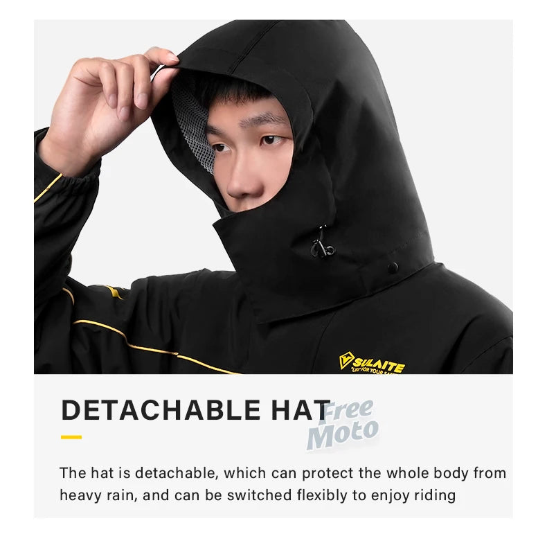 SULAITE Motorcycle Raincoat Suits Men Waterproof Rain Gear Rain Jacket Reflective Work Rain Coats Lightweight Hiking Rainsuit